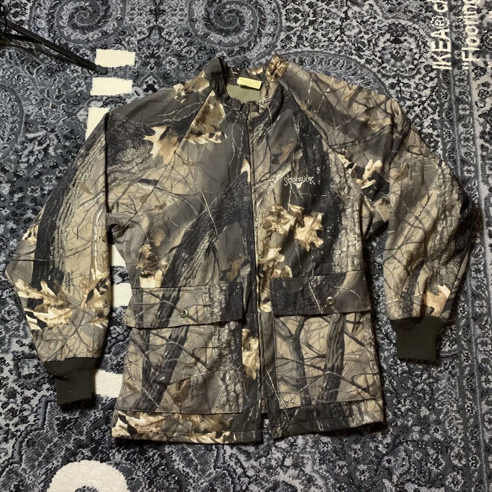Vintage Scentlok Realtree Mens L Camoflauge Jacket 90’s Hardwoods Hunting Camo